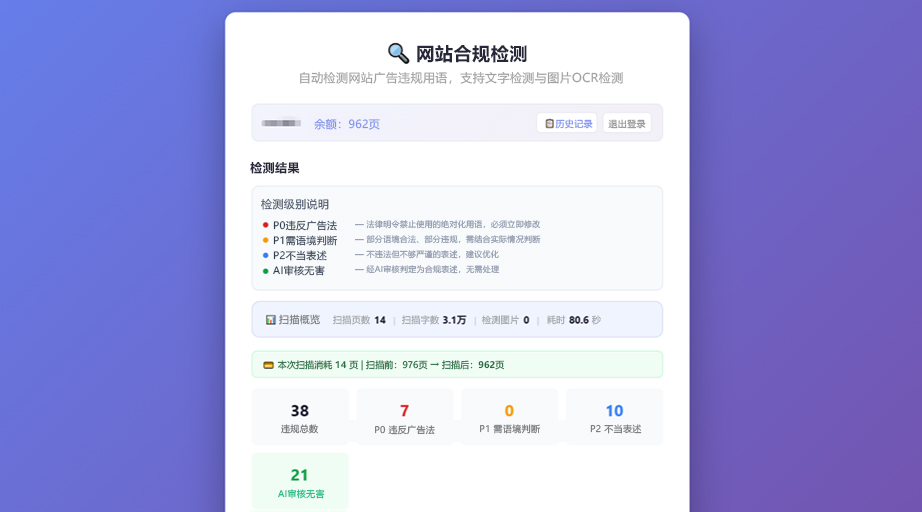 检测结果